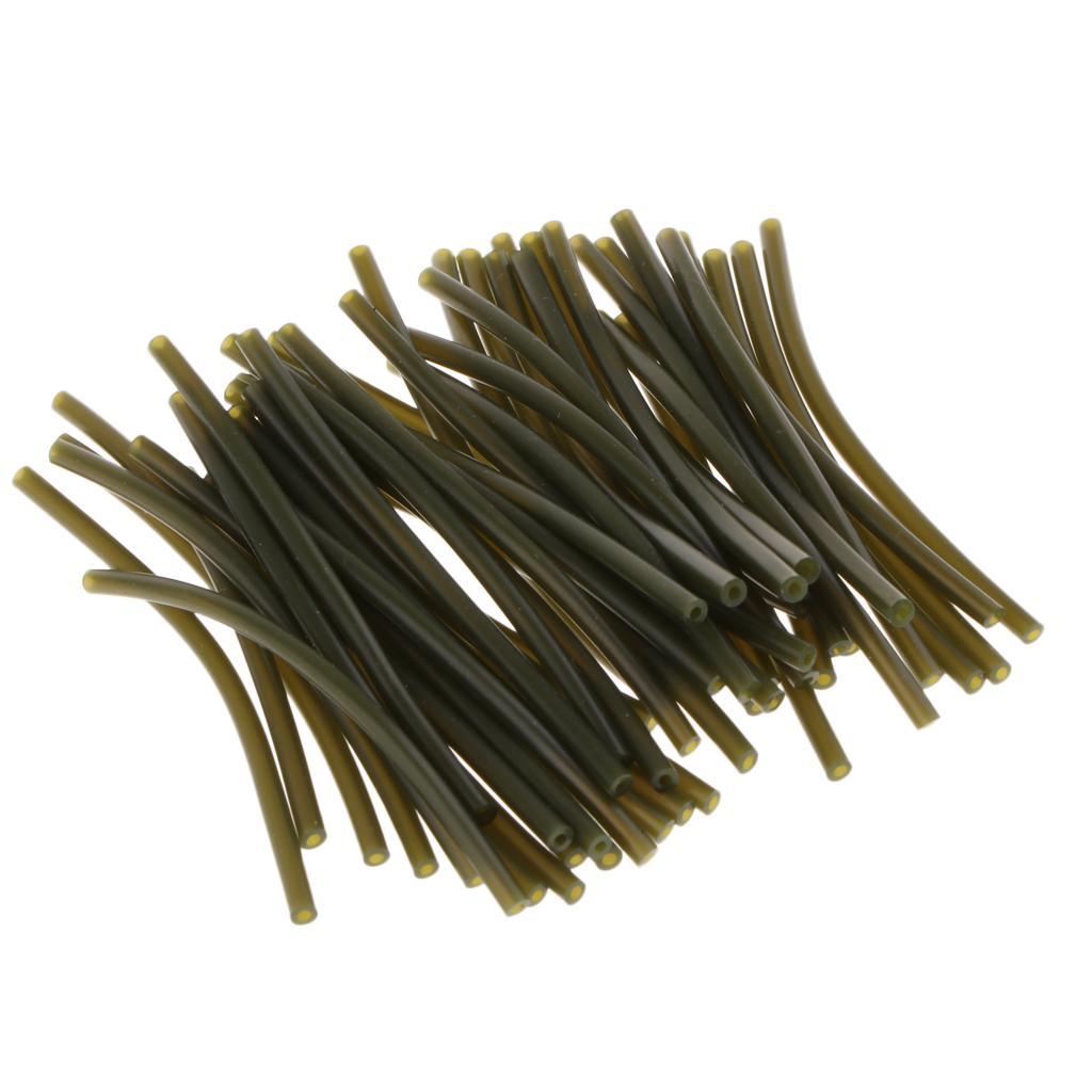 2-4pack 50pcs Rubber Rig Tube Carp Fishing Rig Sleeve Hook Line Connector Dark