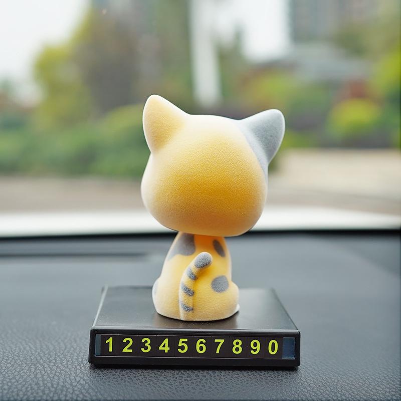 Flocking Cat Shaking Head Doll Car Ornaments Mobile Phone Holder High-end Cute Car Interior Accessories Desktop Ornaments