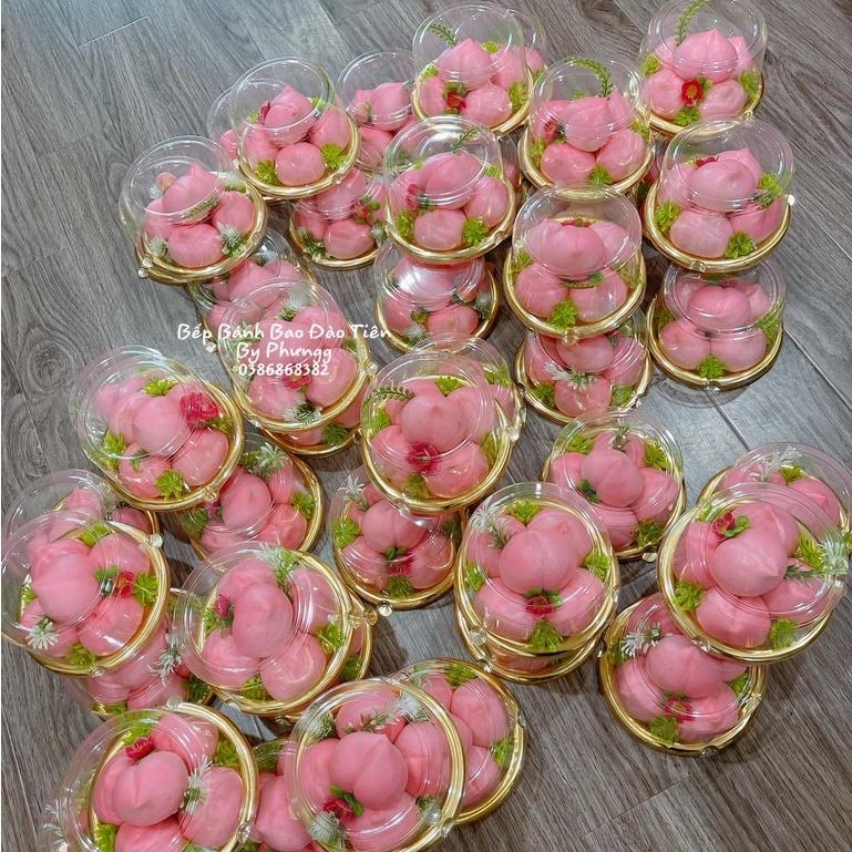 100 Hộp Tròn Đế Vàng Đựng Bánh Bao Đào Tiên - Bông Lan Trứng Muối 14cm - A1680G