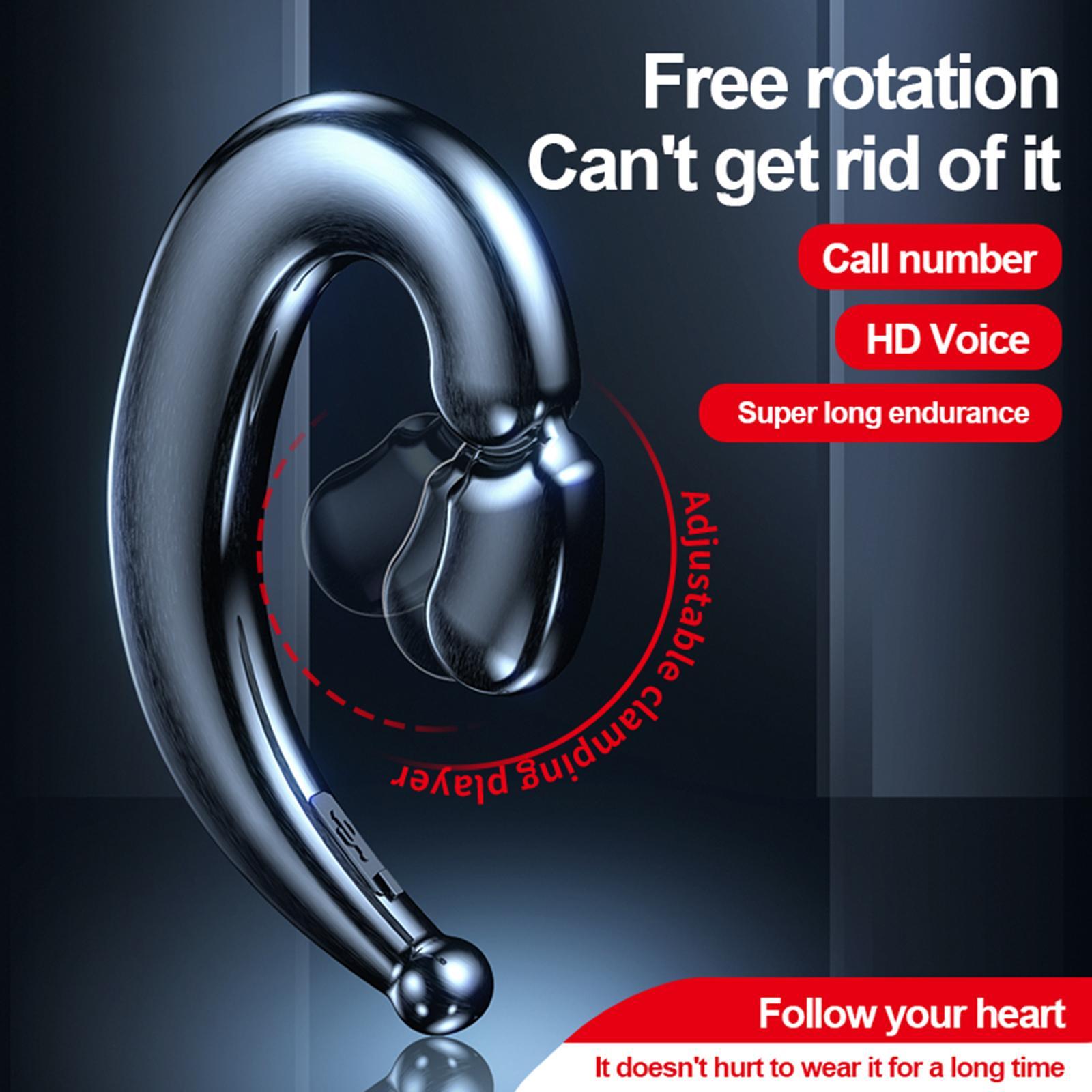 Bluetooth 5.2 Headset Ear Hook Noise Canceling Mic Stereo for Sports Running