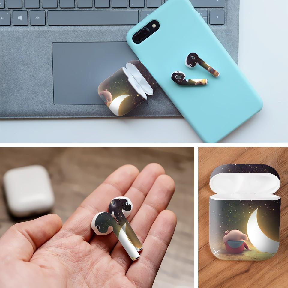 Miếng dán skin cho AirPods in hình Heo con dễ thương - HEO2k19-041 (AirPods ,1 2, Pro, TWS, i12)