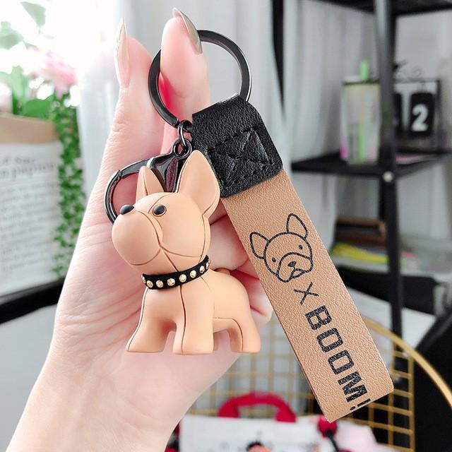 Móc khóa hình chó bulldog dễ thương, móc chìa khoá keychain cún dog nhiều màu