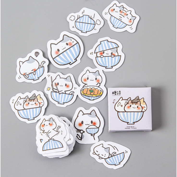 Hộp 45  Miếng Dán Sticker Trang Trí Mèo Tô Nhật Bản