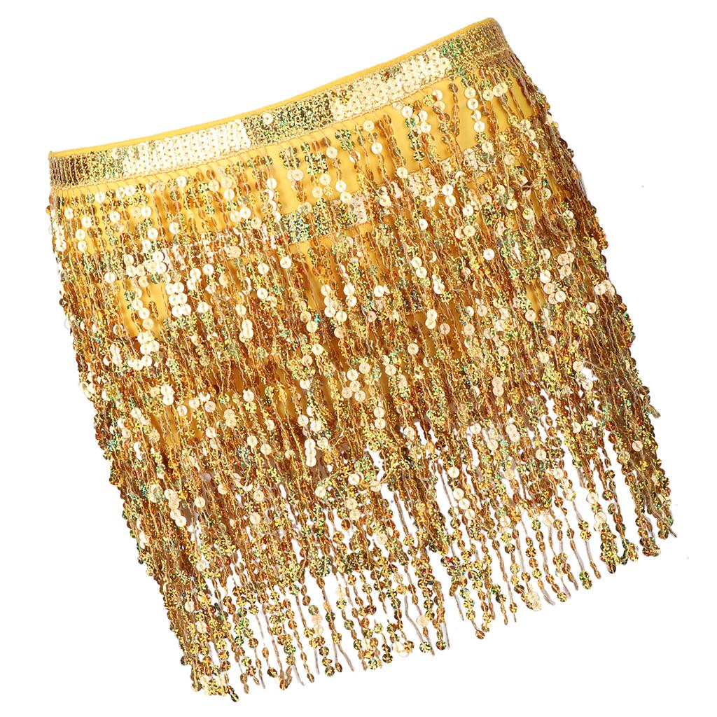 2 Pcs Women Fashion Belly Dance Hip Scarf Mini Skirt With Fringe Fancy Dress