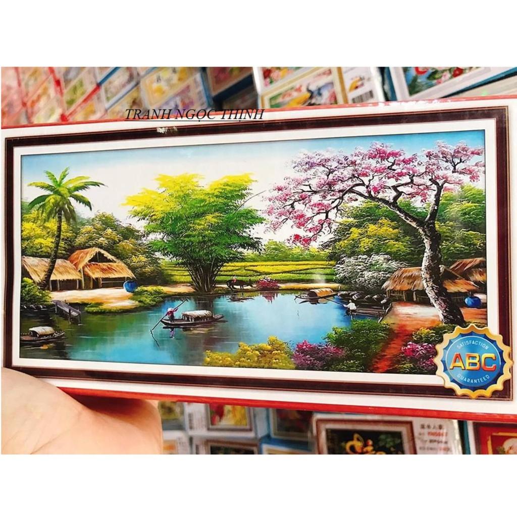 Tranh đính đá cao cấp làng quê việt nam Y8133 Kích thước: 120x65cm--Kho Tranh Đồng Nai