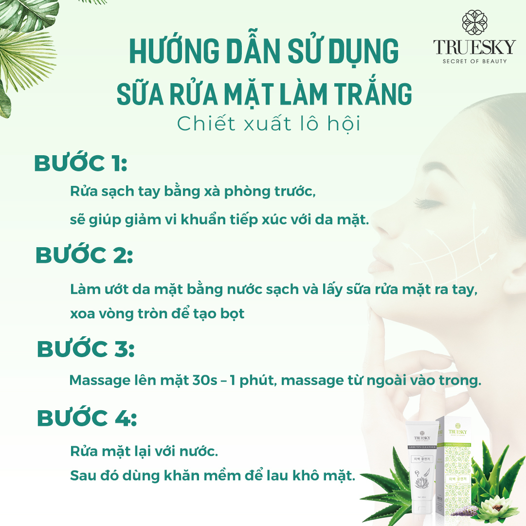 Bộ sản phẩm dưỡng trắng da mặt Truesky VIP07 gồm 1 sữa rửa mặt trắng da 60ml và 1 kem dưỡng trắng da mặt 10g