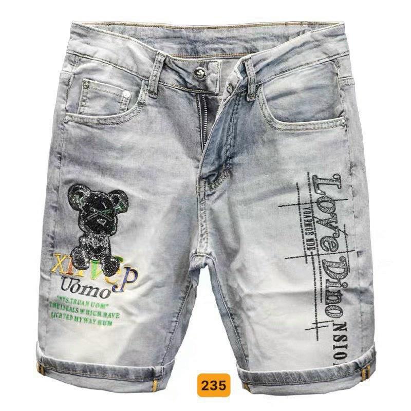 Quần Thêu Cao Cấp Jean co giãn Quần short jean Nam Thêu Thời trang trẻ 235