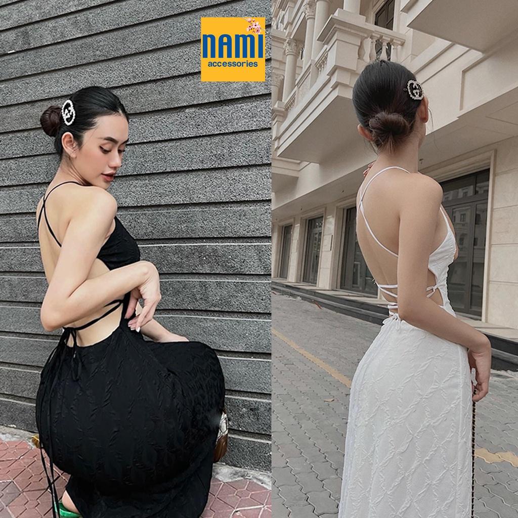 ( HÀNG CHUẨN ĐẸP ) Đầm Maxi Gân Nổi Cổ Yếm Đan Dây Lưng Sexy Gợi Cảm Quyến Rũ - ATNU003