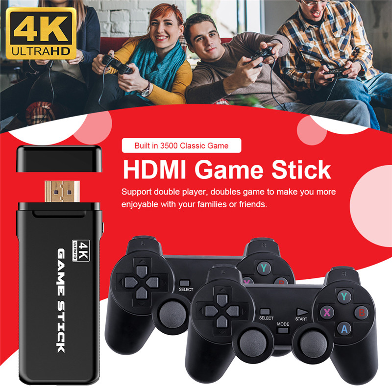 Hình ảnh Máy chơi game điện tử 4 nút tay cầm không dây GAME STICK 4K ULTRA_HD Joystick 360 - 2 người chơi - kết nối TV 4K - Thẻ SD 32G +3000 games -Game console thiết bị game mượt ( HDMI ) - Tặng cáp chuyển HDMI