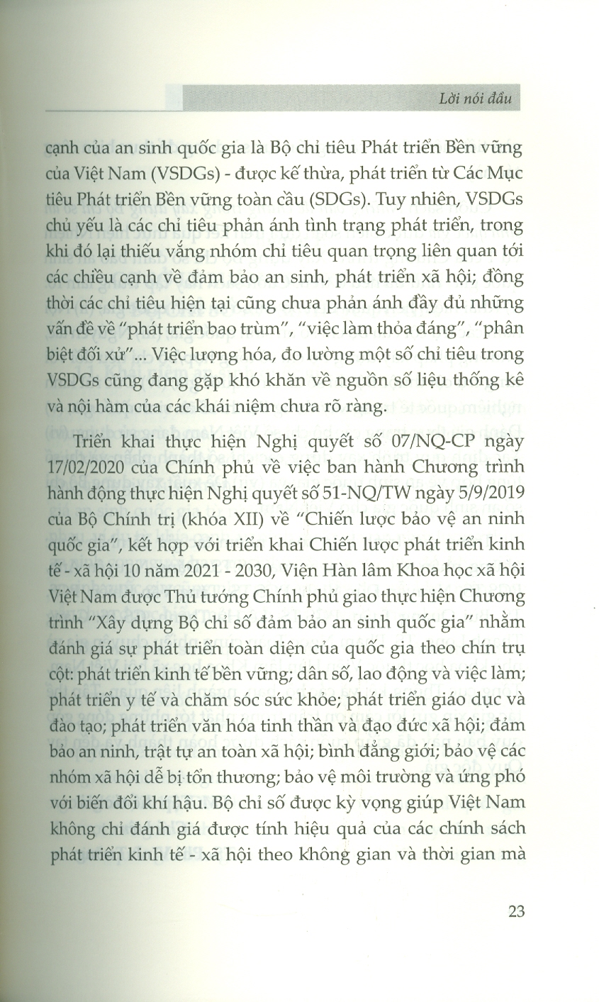 Những Vấn Đề Chung Trong Xây Dựng Bộ Chỉ Số An Sinh Quốc Gia (Sách Chuyên Khảo)