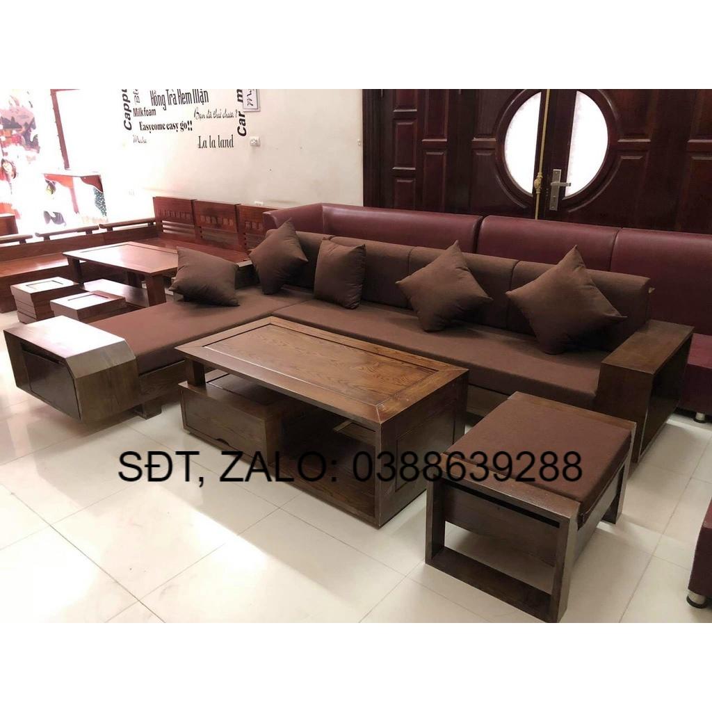 sofa gỗ sồi xám giá thật