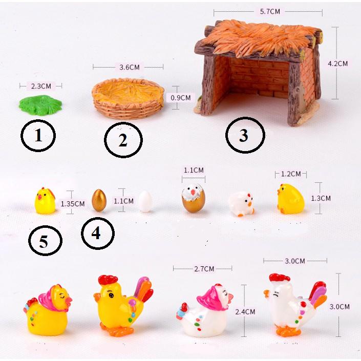 Mô hình chuồng gà, ổ gà lót rơm hay thảm cỏ trang trí tiểu cảnh, móc chìa khóa, DIY