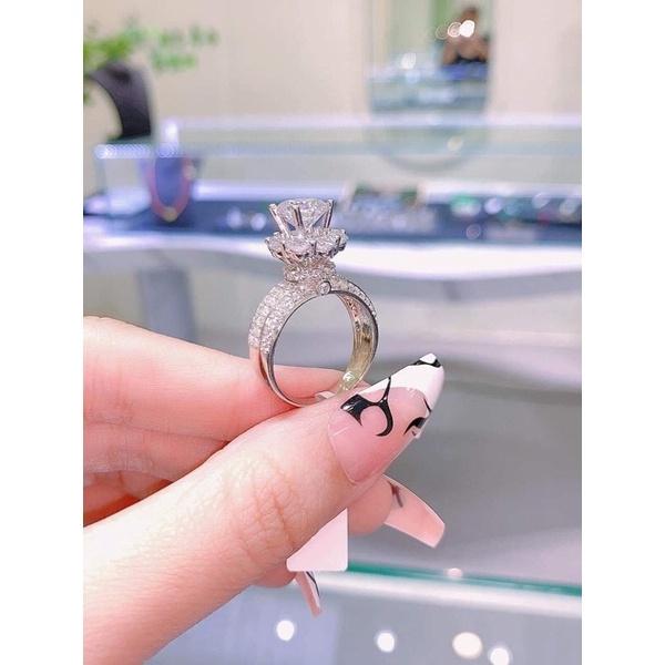 Nhẫn hột xoàn đá cao siêu sáng xi bạch kim cao cấp
