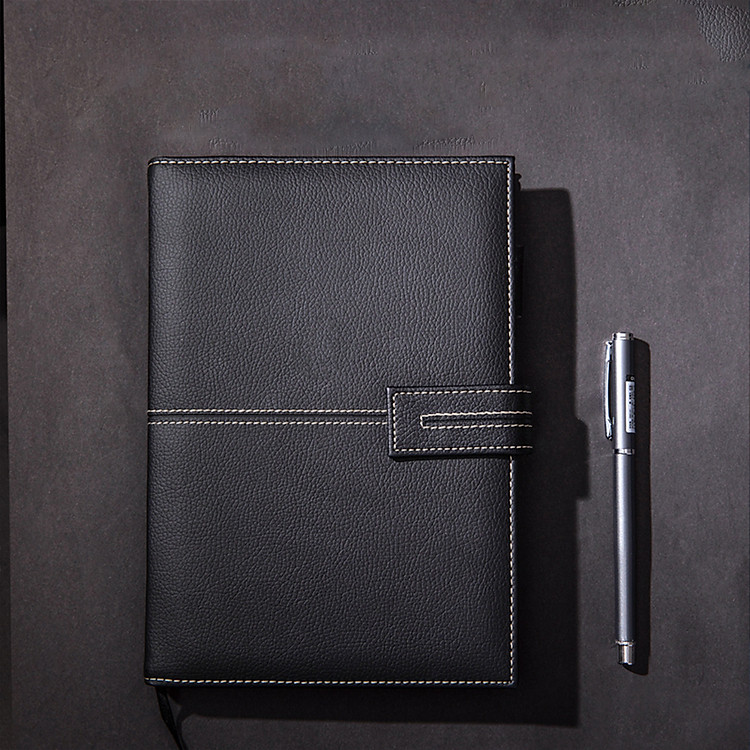 Bộ Sổ Tay Bằng Da Deli Và Bút Gel, Nhật Kí 120 Trang Có Nút Từ Tính Đánh Dấu Trang Leather Notebook Set