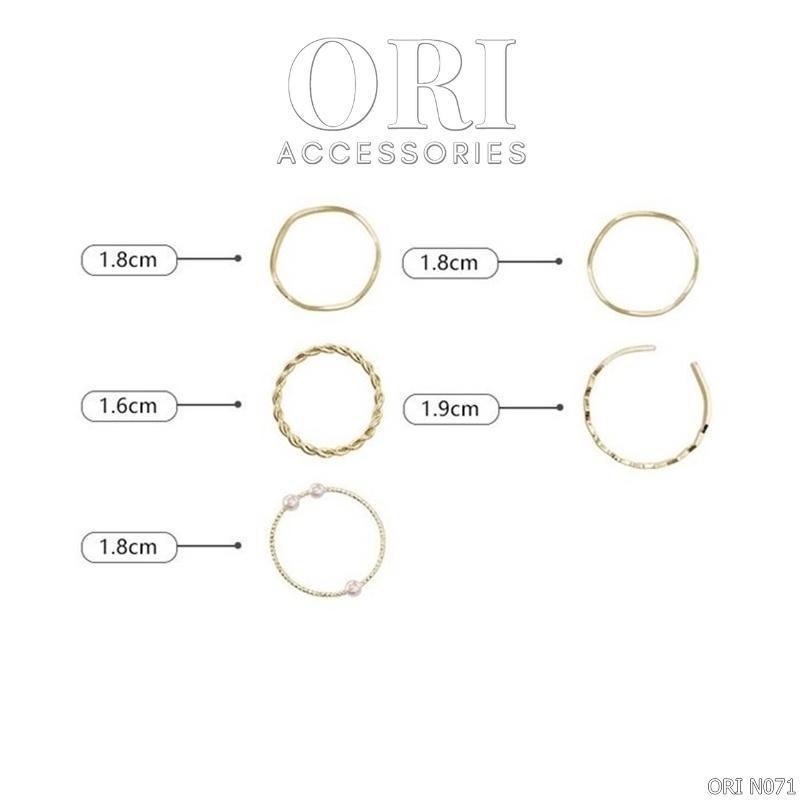 Set 5 nhẫn nữ Lionel tinh tế thời trang ORI ACCESSORIES N071