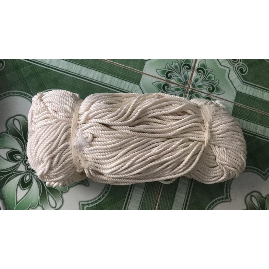 Dây macrame se cotton màu kem, màu ngà