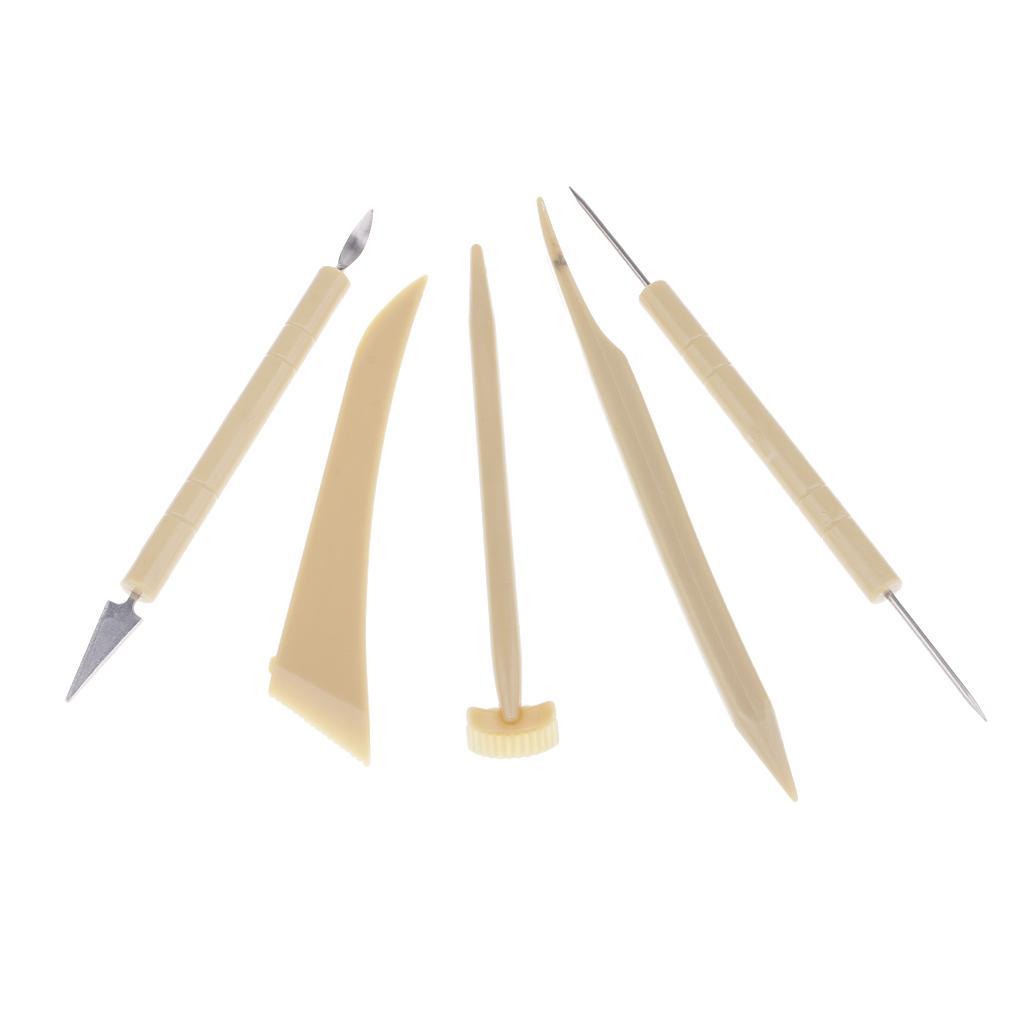 5 Pieces Carving Clay Sculpting Hand Tools Modeling Sculpting Tool Plastic Handle Pottery Carving Tool Set Silicone Rubber Shapers Polymer Modeling