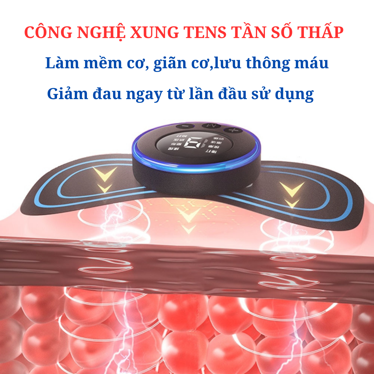 Máy Massage Xung Điện MIni,Máy Massage Toàn Thân,Miếng Dán Massage Xung Điện Màn Hình Led 8 chế độ - 19 cường độ,Giảm đau mỏi vai gáy,thắt lưng,giảm đau nhức  Stress hiệu quả