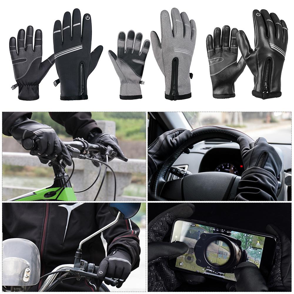 Găng tay da mùa đông ấm áp cho nam đi xe đạp, chơi thể thao trượt tuyết ngoài trời