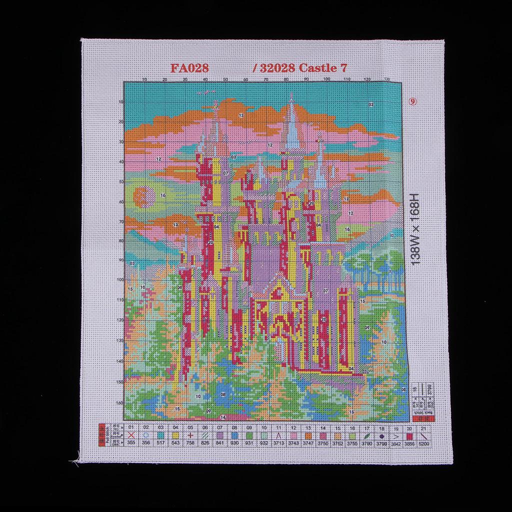 Stamped Cross Stitch Kit, Wonderland Castles Patterns, Cross Stitch Needlework, DIY Indoor Decorations or Wall Paintings