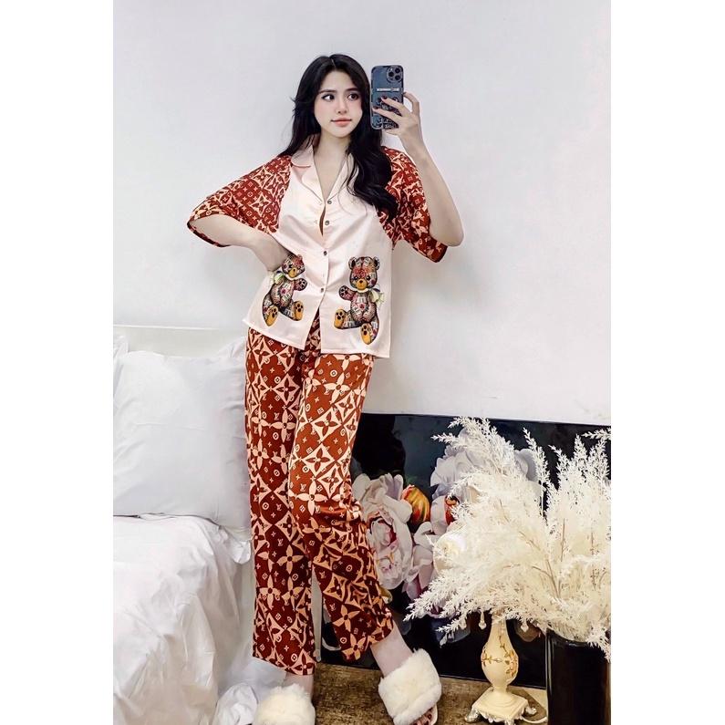 Đồ bộ Pijama chất vải lụa latin thiết kế cao cấp siêu SANG mềm mịn mát - Freesize dưới 65kg