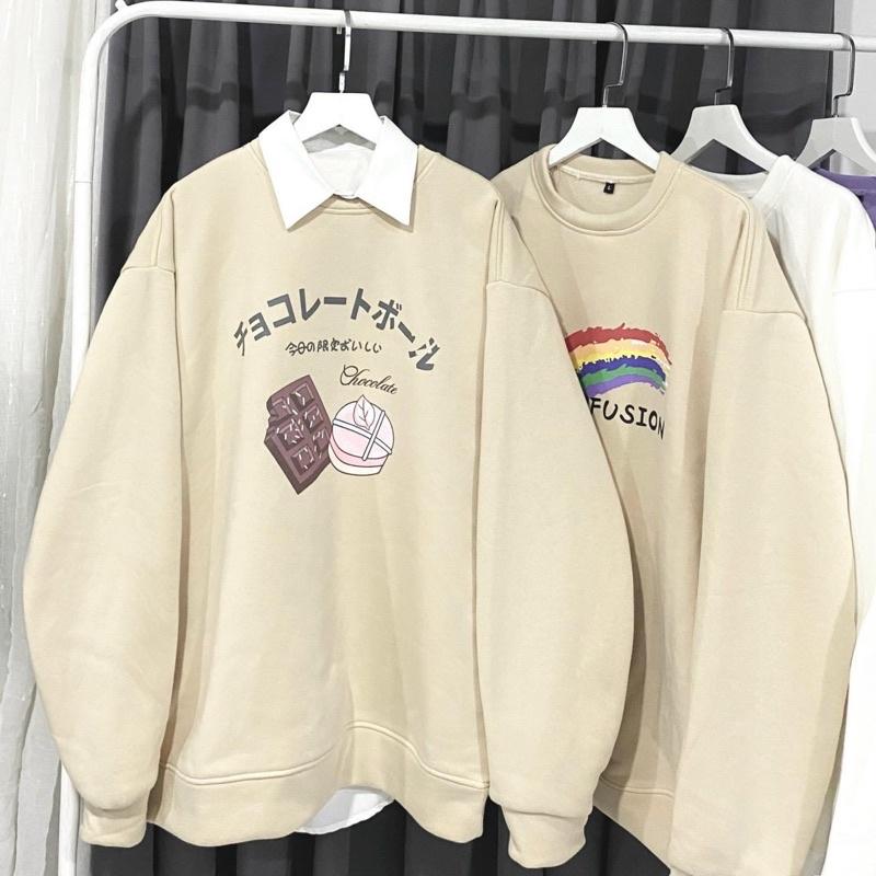 Áo Sweater From Rộng CH0C0LATE ulzzang unisex, in chử NHẬT phong cách năng động