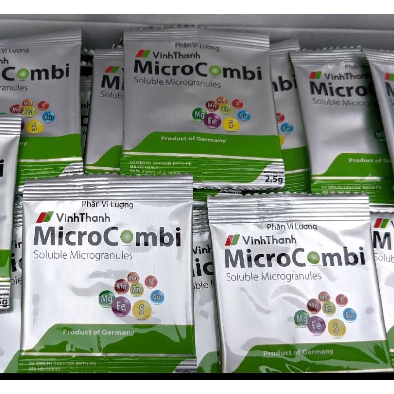 Phân bón vi lượng Micro Combi 2,5g.Bổ sung vi lượng cho cây còi cọc, vàng lá, xoăn ngọn.Giúp cây xanh lá, nở ngọn, mở lá