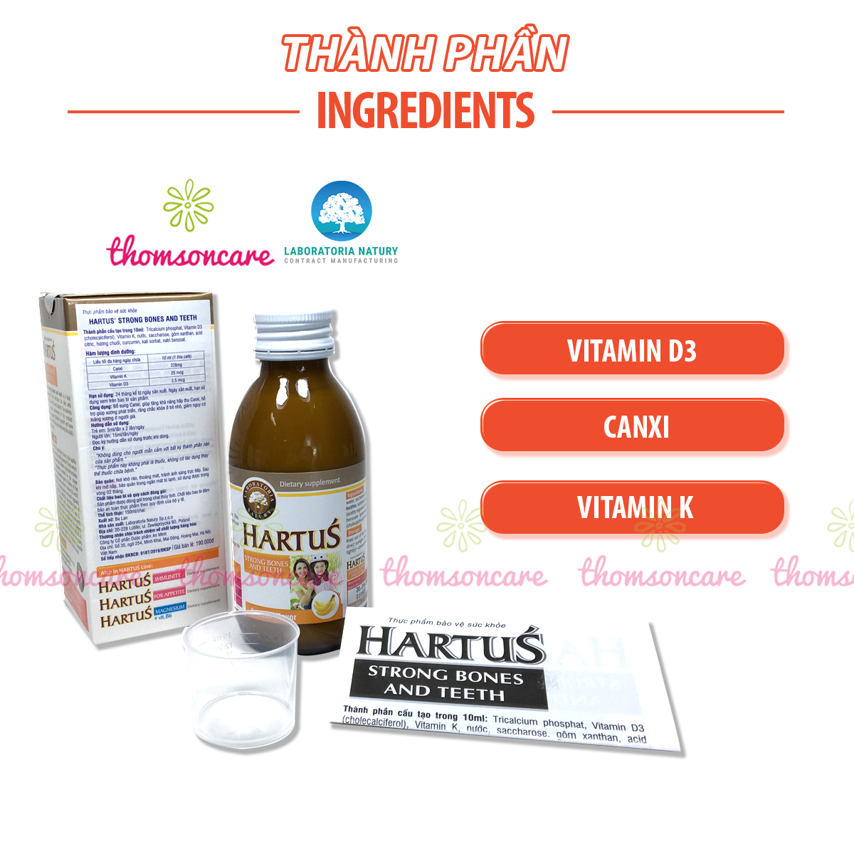 Canxi Hartus và Lineabon - Bộ đôi bổ sung calci, vitamin D3 K2  cho bé từ sơ sinh - Nhập khẩu từ Châu Âu