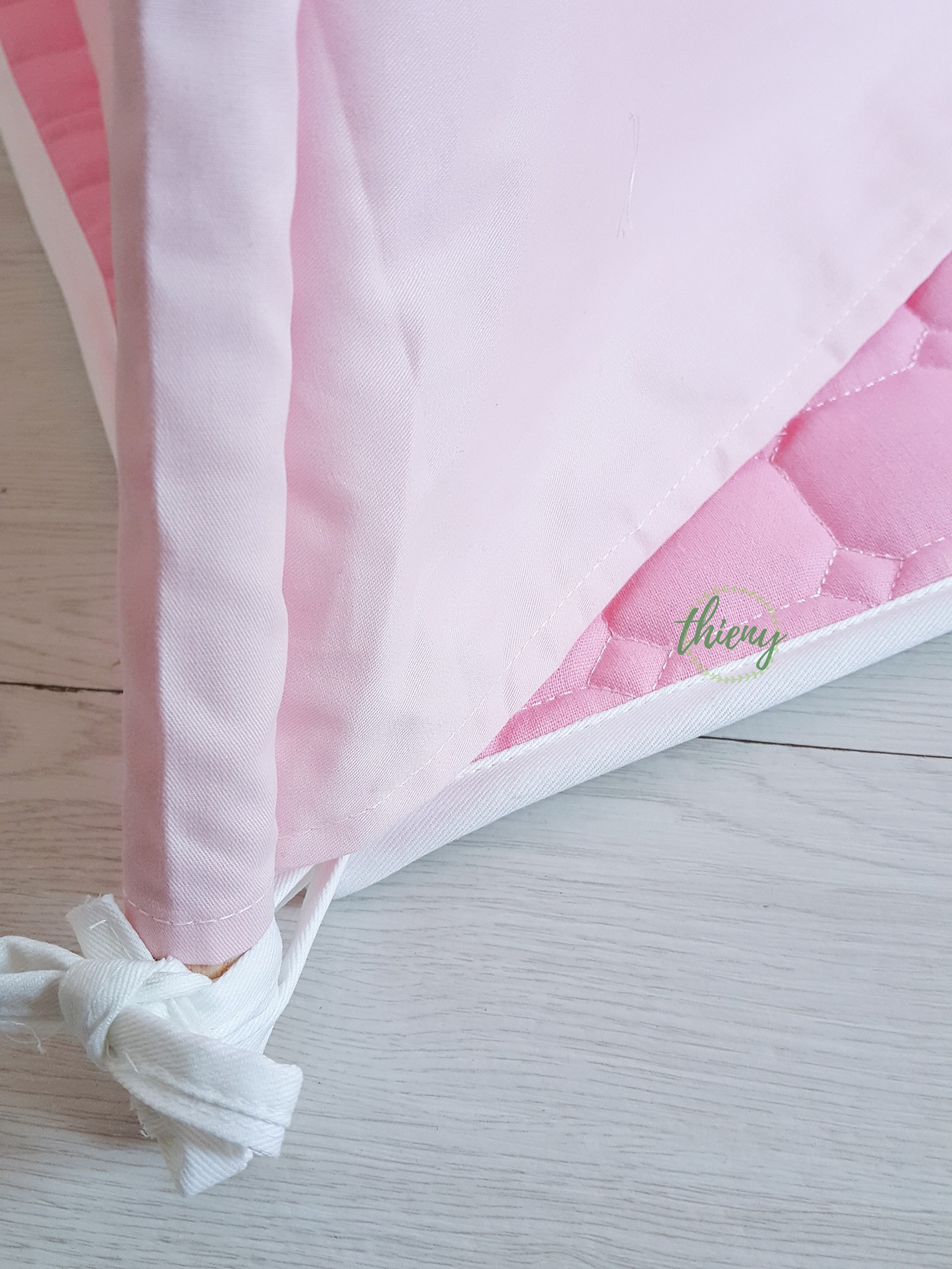 Lều vải cho bé gái màu Hồng công chúa vải 100% cotton khaki, cọc gỗ tự nhiên | Light pink Teepee with stabilizer