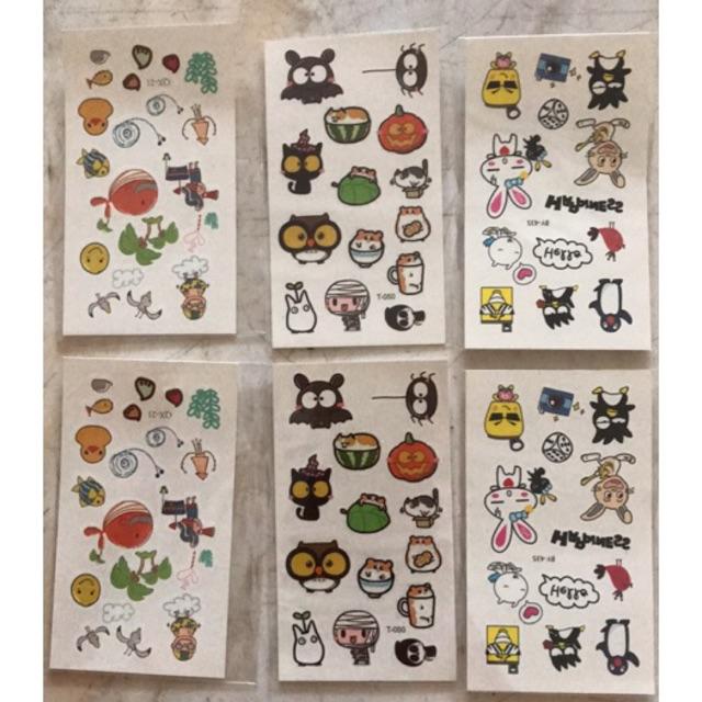 Combo 6 tấm hình xăm dán con vật nhỏ xinh size 10x6cm- mua 2 combo tặng bắp tay mini 10x20cm