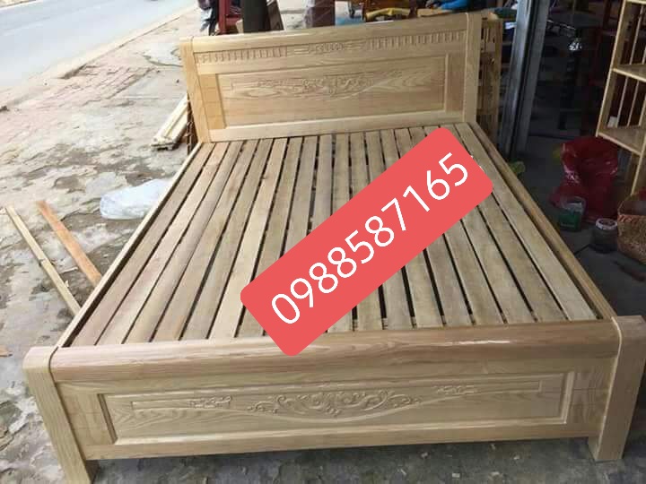 Giường Gỗ Sồi Nga 1m4X 2M màu tự nhiên