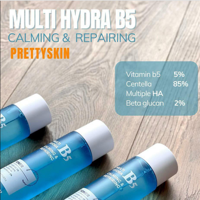 Nước Hoa Hồng Phục Hồi Dưỡng Trắng PrettySkin Multi Hydra B5 Calming &amp; Repairing Toner 205ml