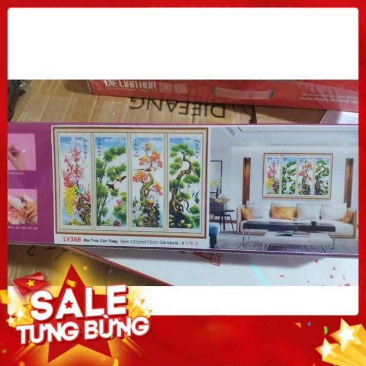 TRANH ĐÍNH ĐÁ TỨ QUÝ TÙNG CÚC TRÚC MAI KT121*75CM TRANH CHƯA ĐÍNH LV368