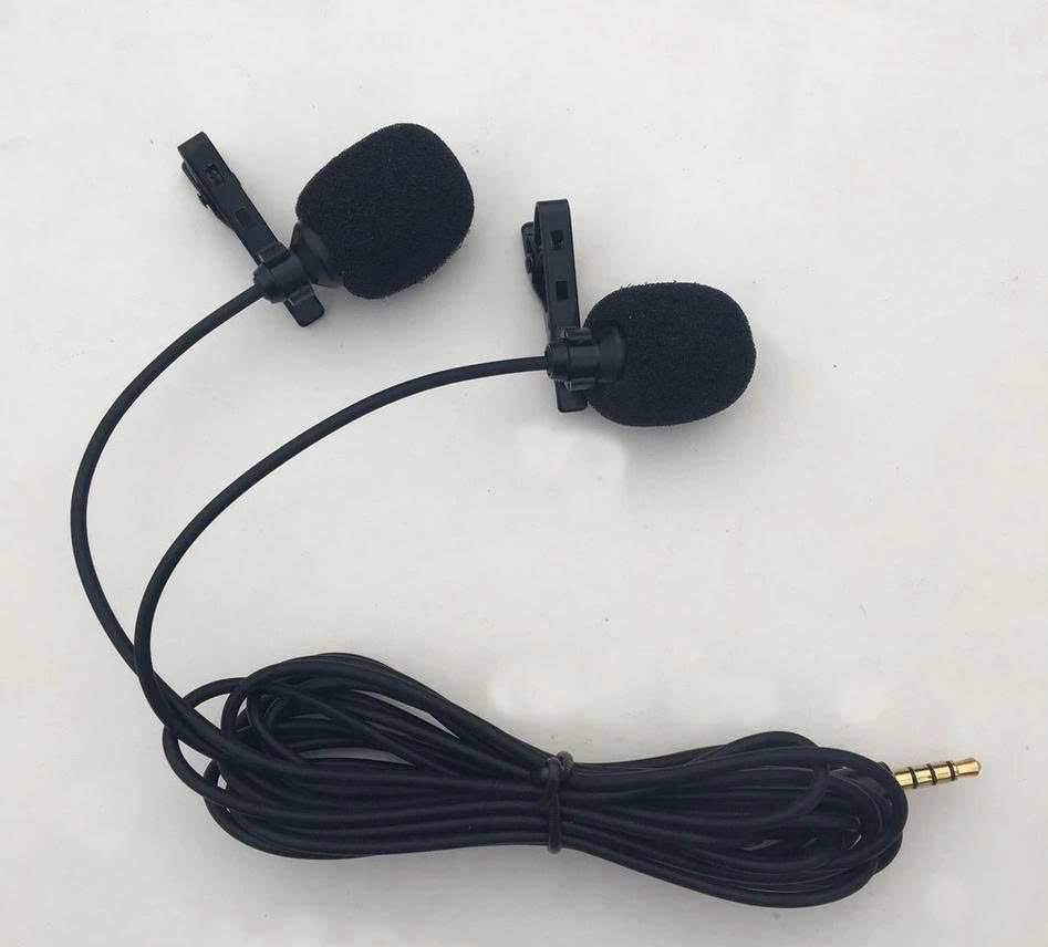 Cặp micro cài áo cho Camera, Gopro, Smartphone Micro kẹp áo thu âm đôi dùng cho điện thoại, laptop, máy tính bảng - Hàng Nhập Khẩu