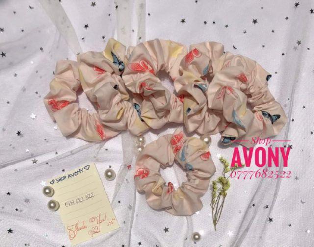 Cột tóc vải Scrunchies họa tiết đơn giản