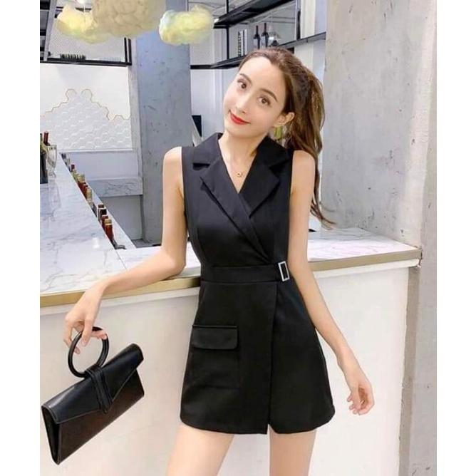 JUMPSUIT CỔ VEST PHỐI TÚI 1 BÊN