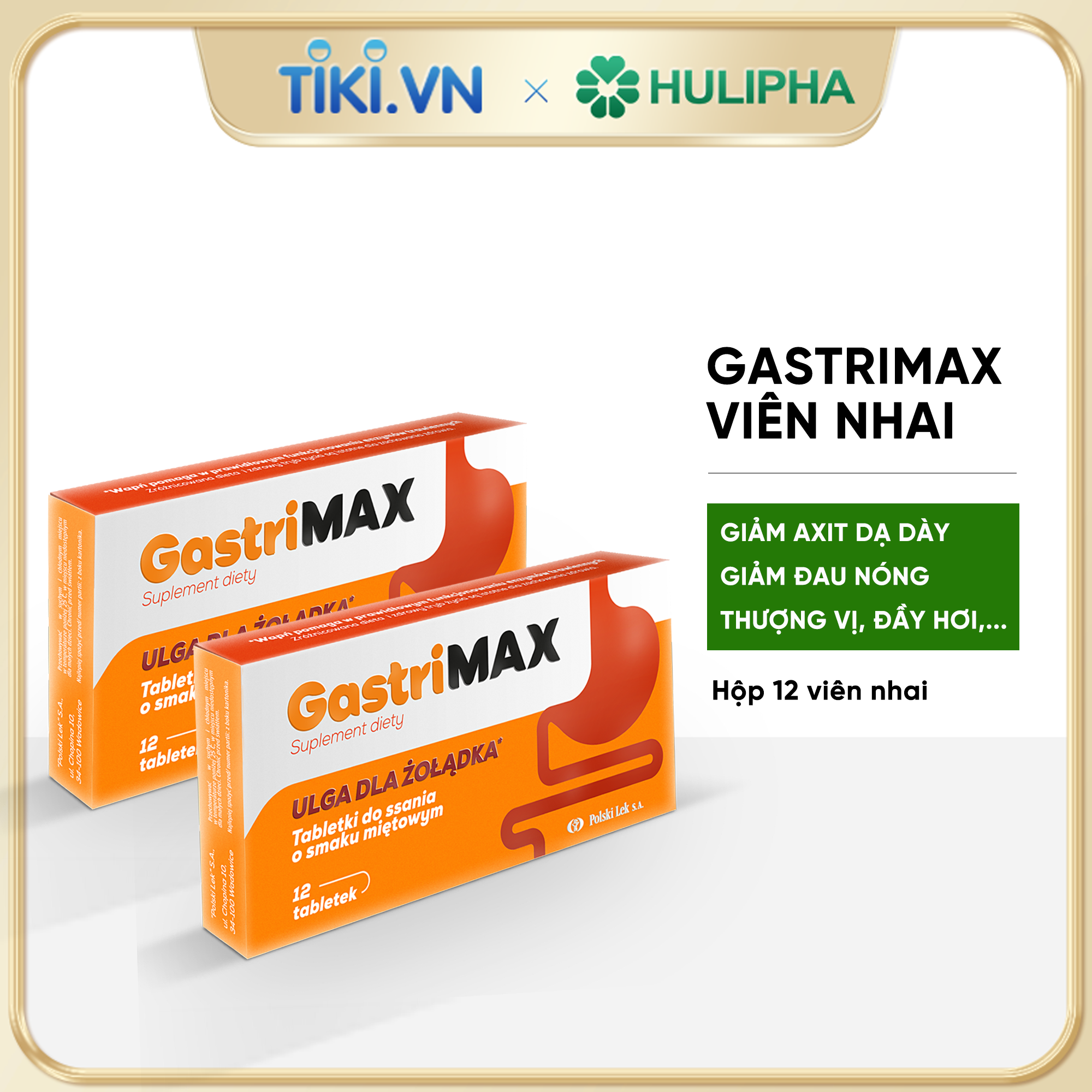 Viên ngậm Gastrimax hỗ trợ giảm nhẹ acid dạ dày, đầy hơi, ợ chua, buồn nôn - 1 vỉ x 12 viên ngậm