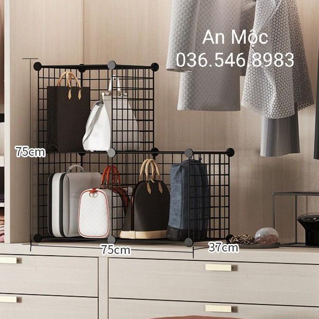 Giá trưng bày túi sách khung lưới sắt lắp ghép 3 ngăn phong cách hiện đại