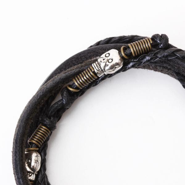 Cow Leather Bracelet Bangle Girl Boy Friendship Wristband Surfer Skull Head Bead