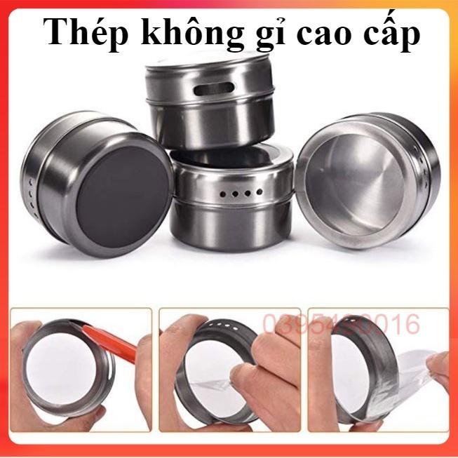 Lọ đựng Gia Vị Có đế Nam Châm Gắn Tường, Hít Vào Tủ Lạnh Tiện Lợi Chất Liệu Thép Không Gỉ Bền Bỉ Với 2 Khe Rắc Hiện đại