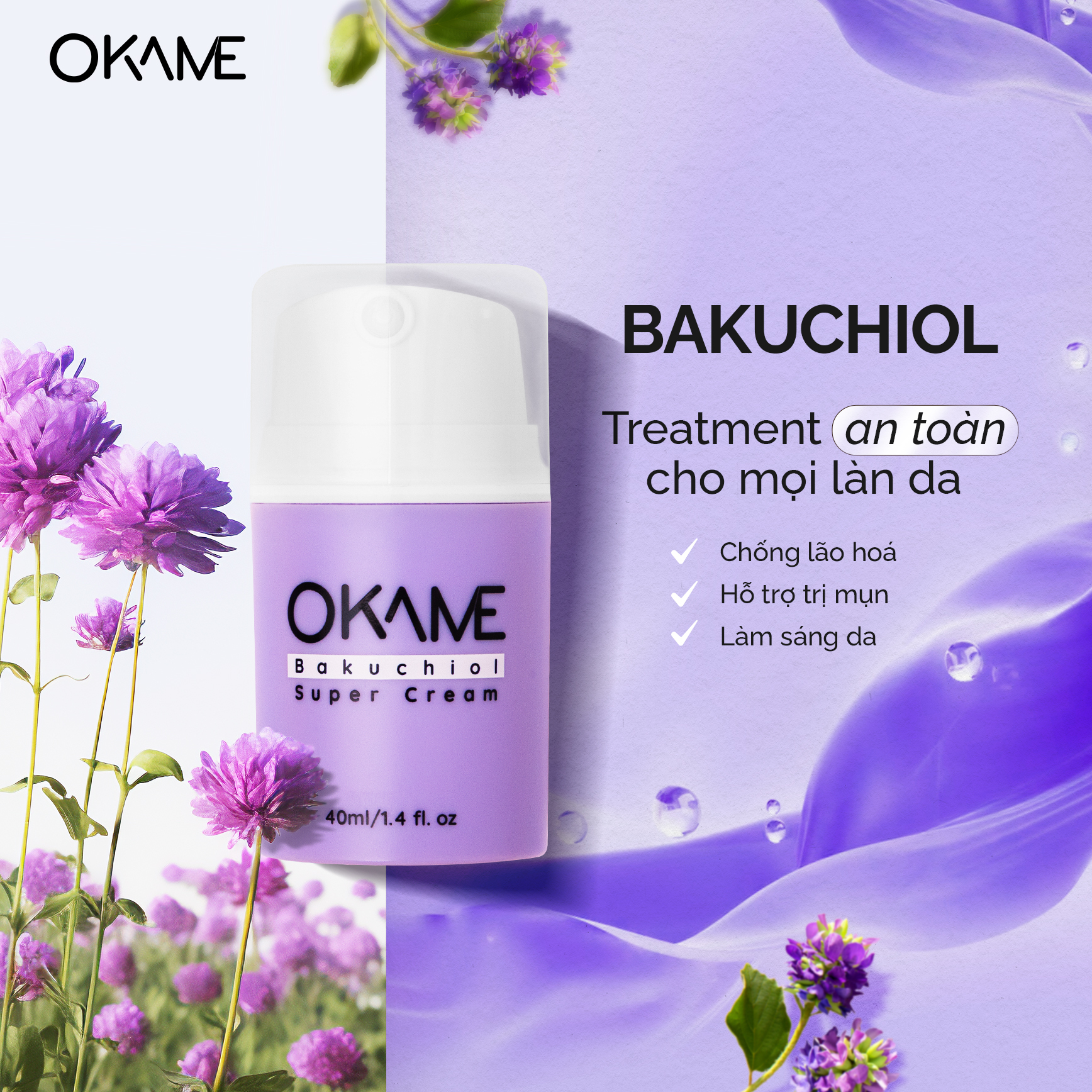 Kem Dưỡng Chống Lão Hoá, Săn Chắc Da Okame 1% Bakuchiol Super Cream 40ml