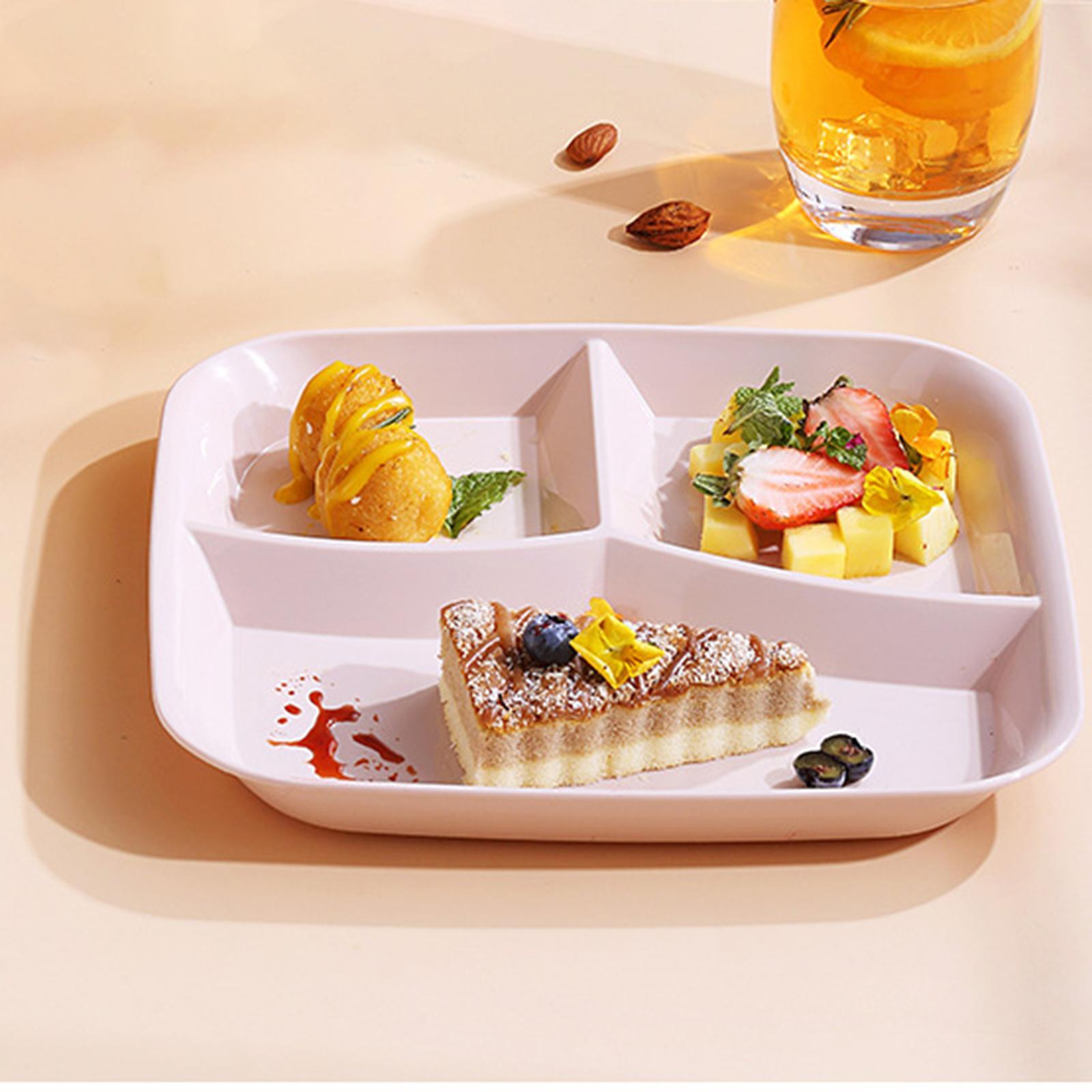 2Pcs Set of 2 Food Dish Plate Tray Diet Food Control for Restaurant student