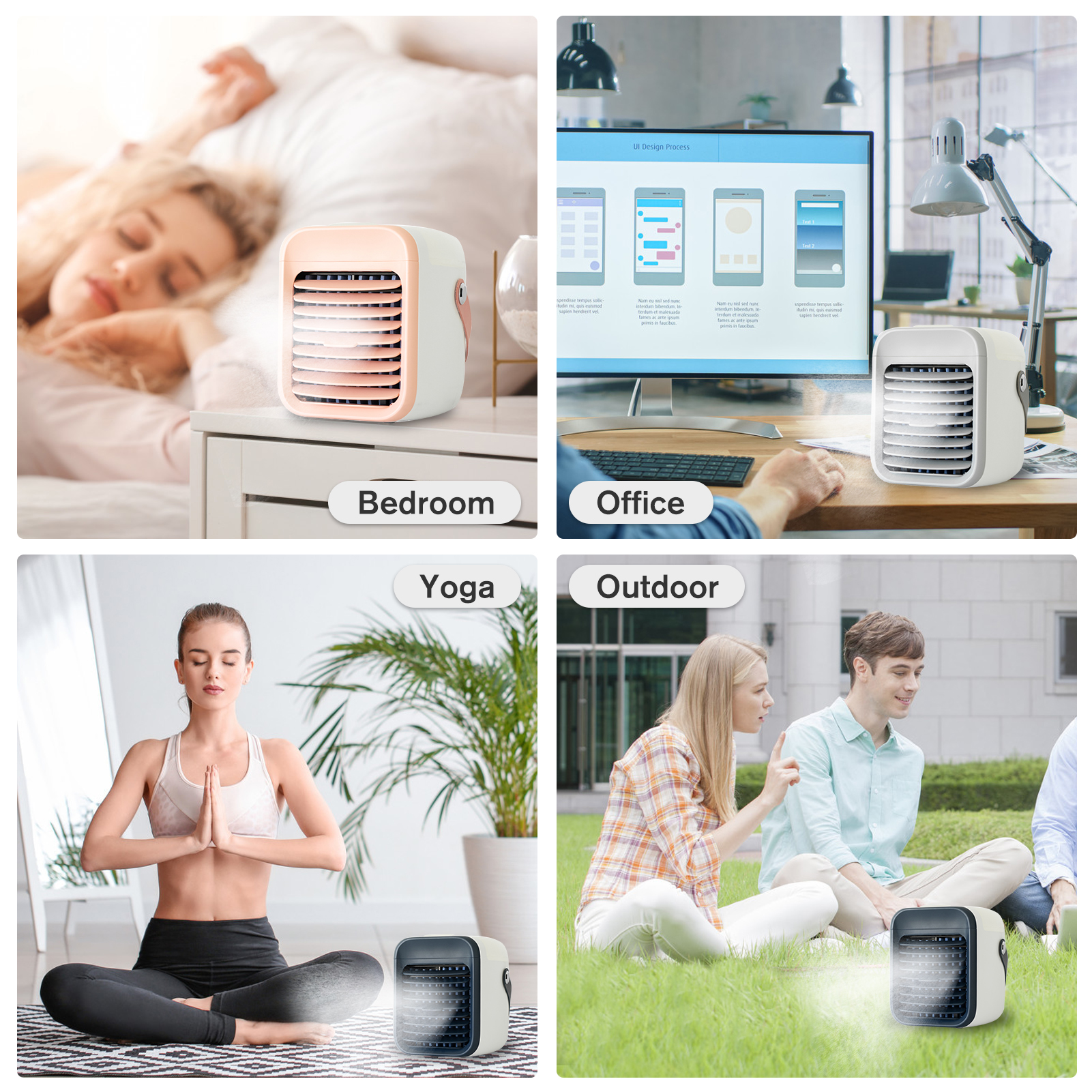 Máy điều hòa không khí di động Quạt làm mát không khí có thể sạc lại, 3 mức độ