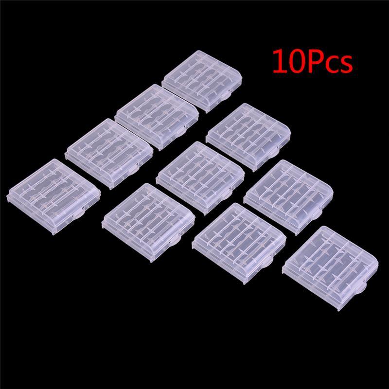 10 Chiếc Nhựa Cứng Pin Ốp Lưng Giá Đỡ Hộp Bảo Quản 4X AA Pin AAA Trắng