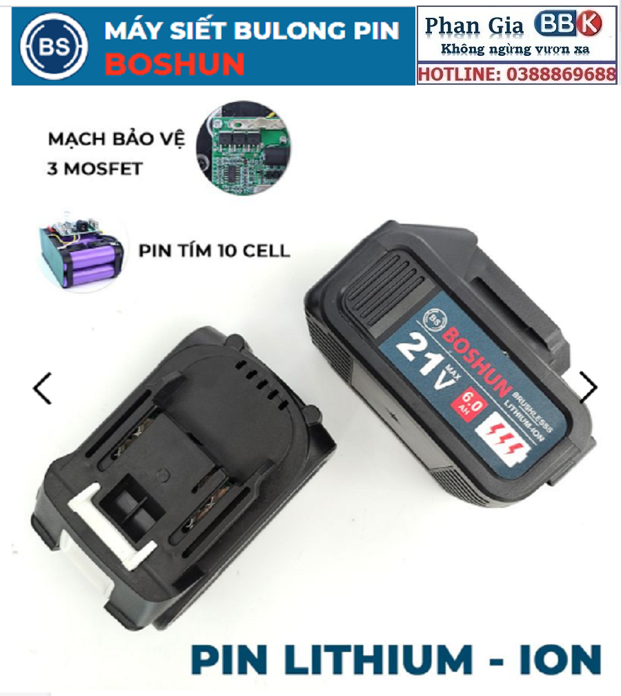 Máy Siết Bulong BOSHUN 21V Dùng Pin 10 CELL - 3 Chức Năng, Máy Bắn Bulong 100% Lõi Đồng Không Chổi Than - Bảo Hành 12 Tháng