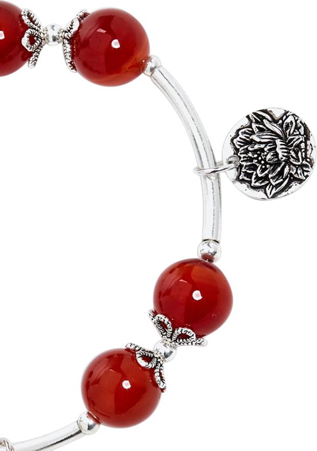 Vòng Tay Bạc Mix Đá Mã Não Đỏ Ngọc Quý Gemstones VT63