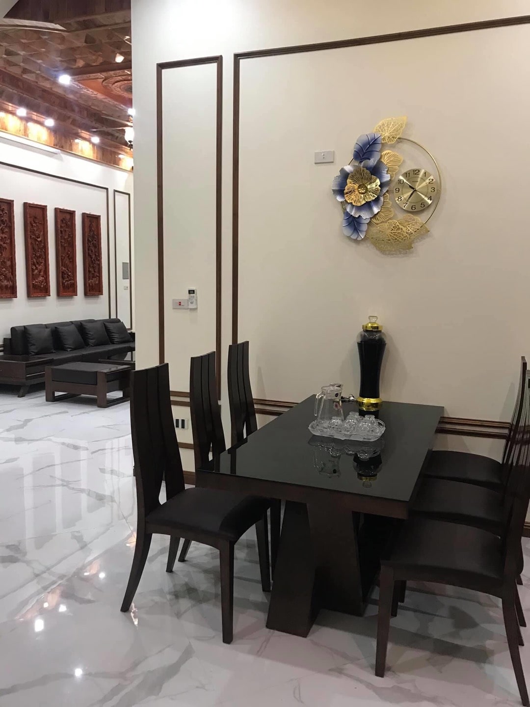 Đồng Hồ Treo Tường Trang Trí Nghệ thuật Kim Trôi Hình Bông Hoa DC225 Nghệ Thuật Cao Cấp Shouse hiện đại 3D kích cỡ lớn đẹp treo phòng khách