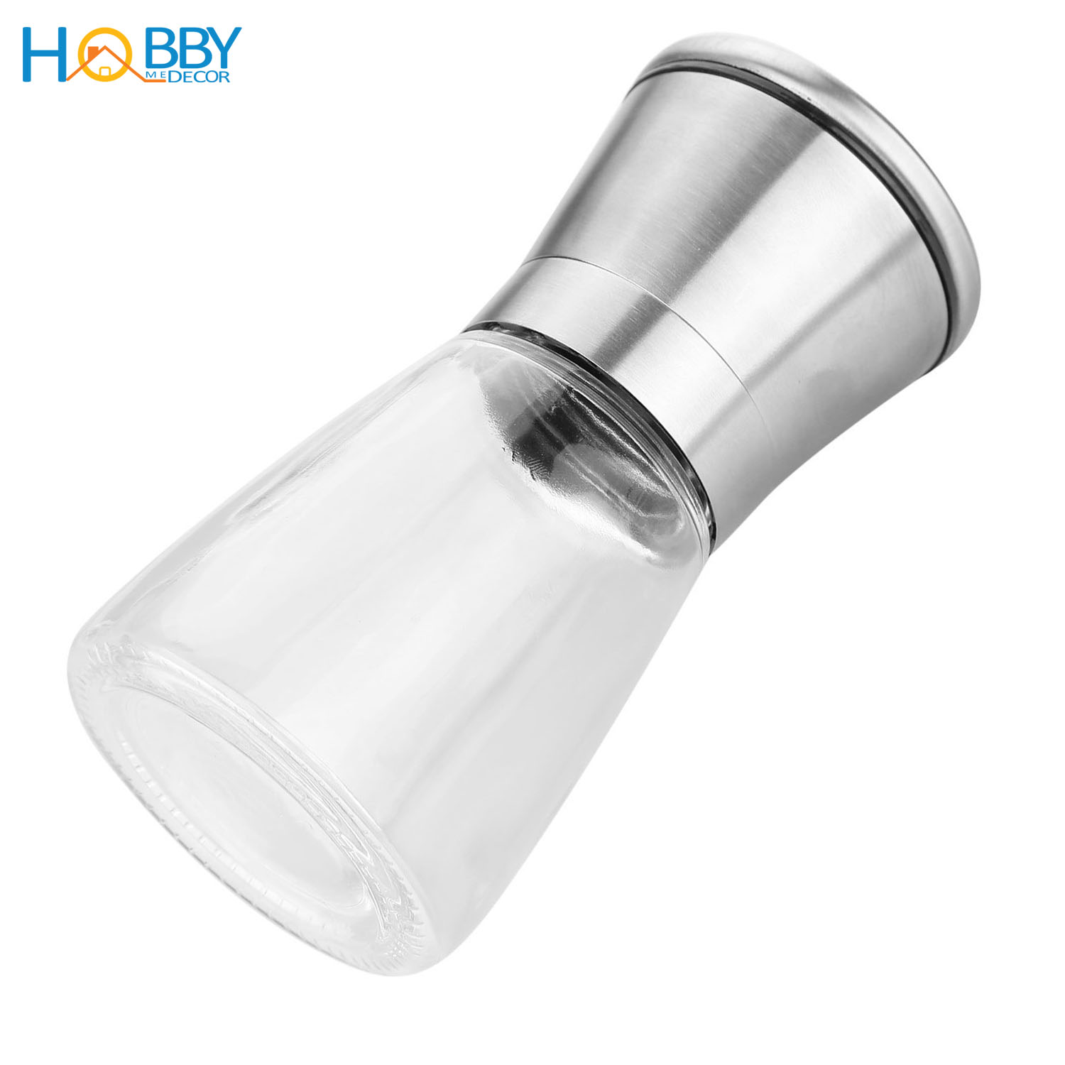 Lọ xay tiêu cầm tay nắp viền inox 304 lọ thủy tinh Hobby Home Decor XT mẫu thon cao và mẫu thấp tùy chọn