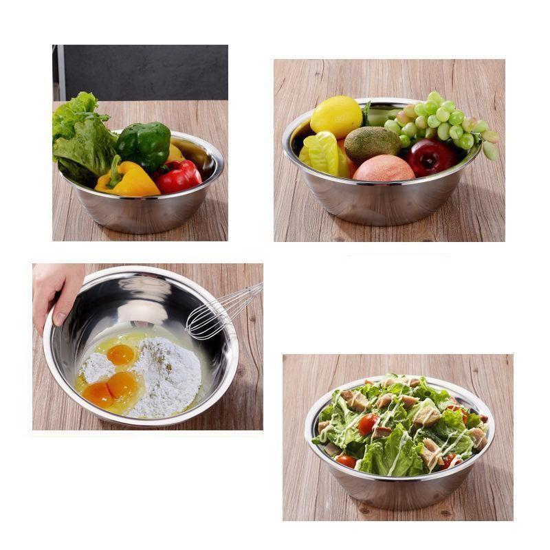 Bộ Thau Rổ Inox Nhà Bếp 5 Món Bằng Inox Đủ Size Từ 18 - 26Cm Tiện Dụng, Dày Dặn cho nhà bếp - Cao Cấp