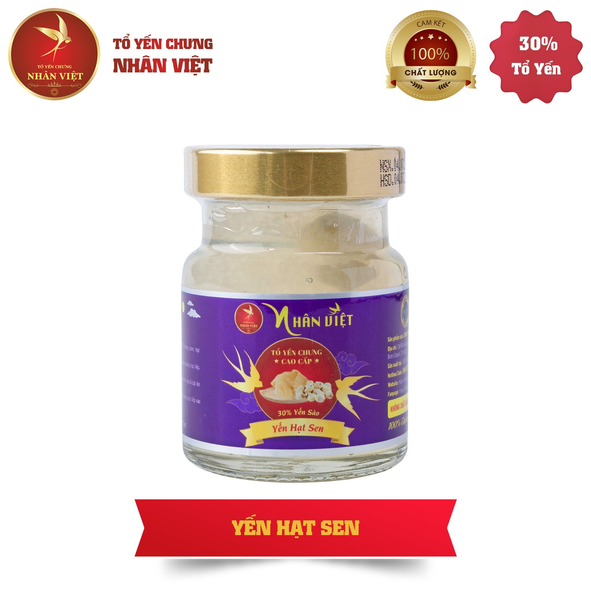 Hộp Quà 6 Hũ Yến Sào Chưng Hạt Sen Nhân Việt 30% Yến 70ml/Hũ